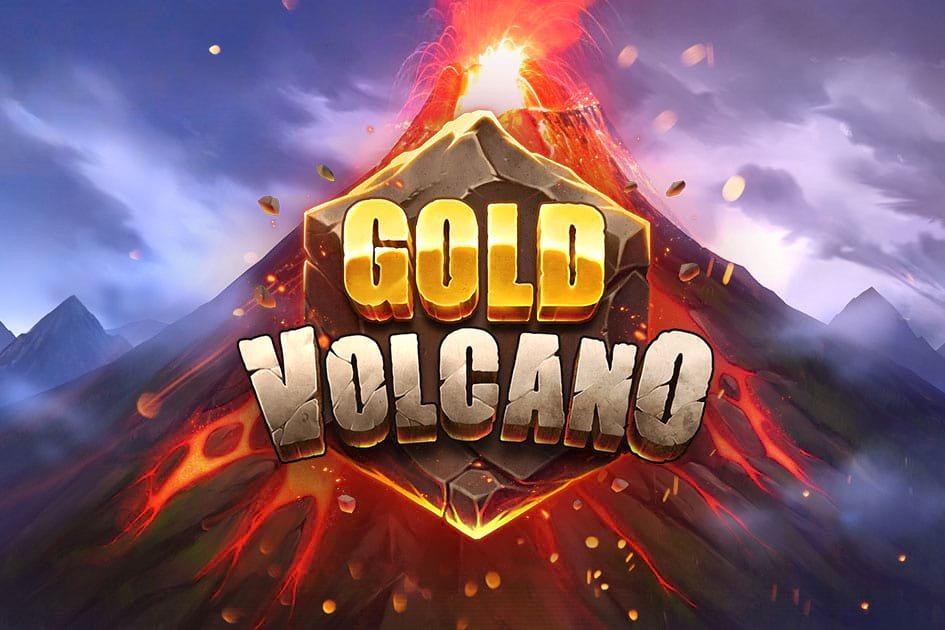 Portada de la tragamonedas Gold Volcano con lava dorada y cuadrícula piramidal