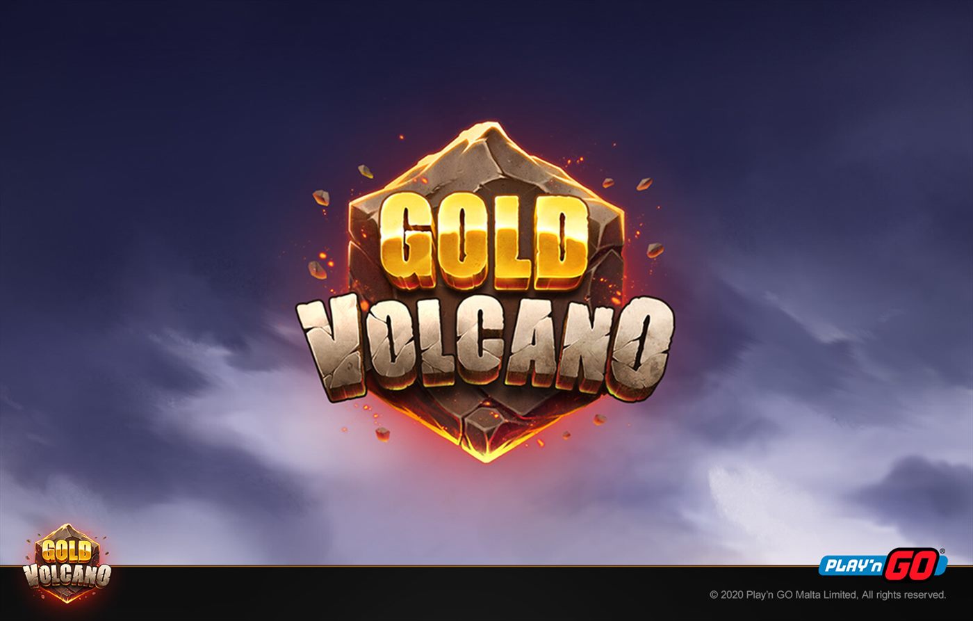 Cuadrícula piramidal de Gold Volcano con símbolos dorados y lava al fondo